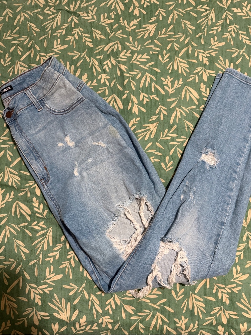 Fashion Nova Light Blue Distressed Womens Jeans